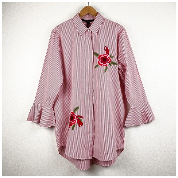 NWT Walter Baker Hilary Tunic in Red/White Stripe Size Large - Picture 1 of 10